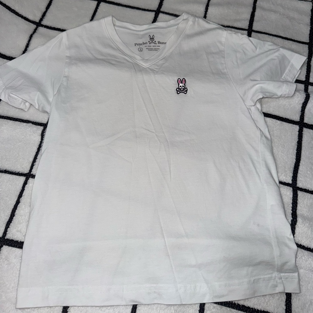 Psycho Bunny Classic White V-Neck Tee